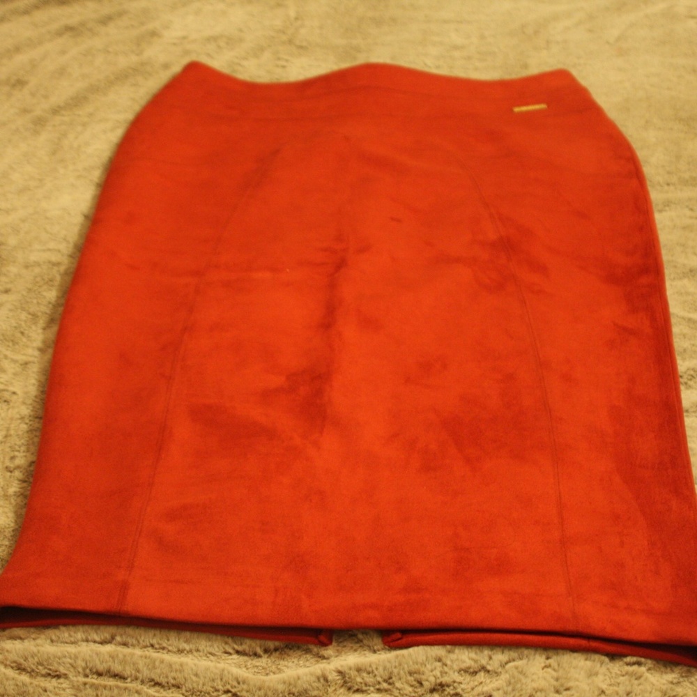 Red Suede Pencil Skirt